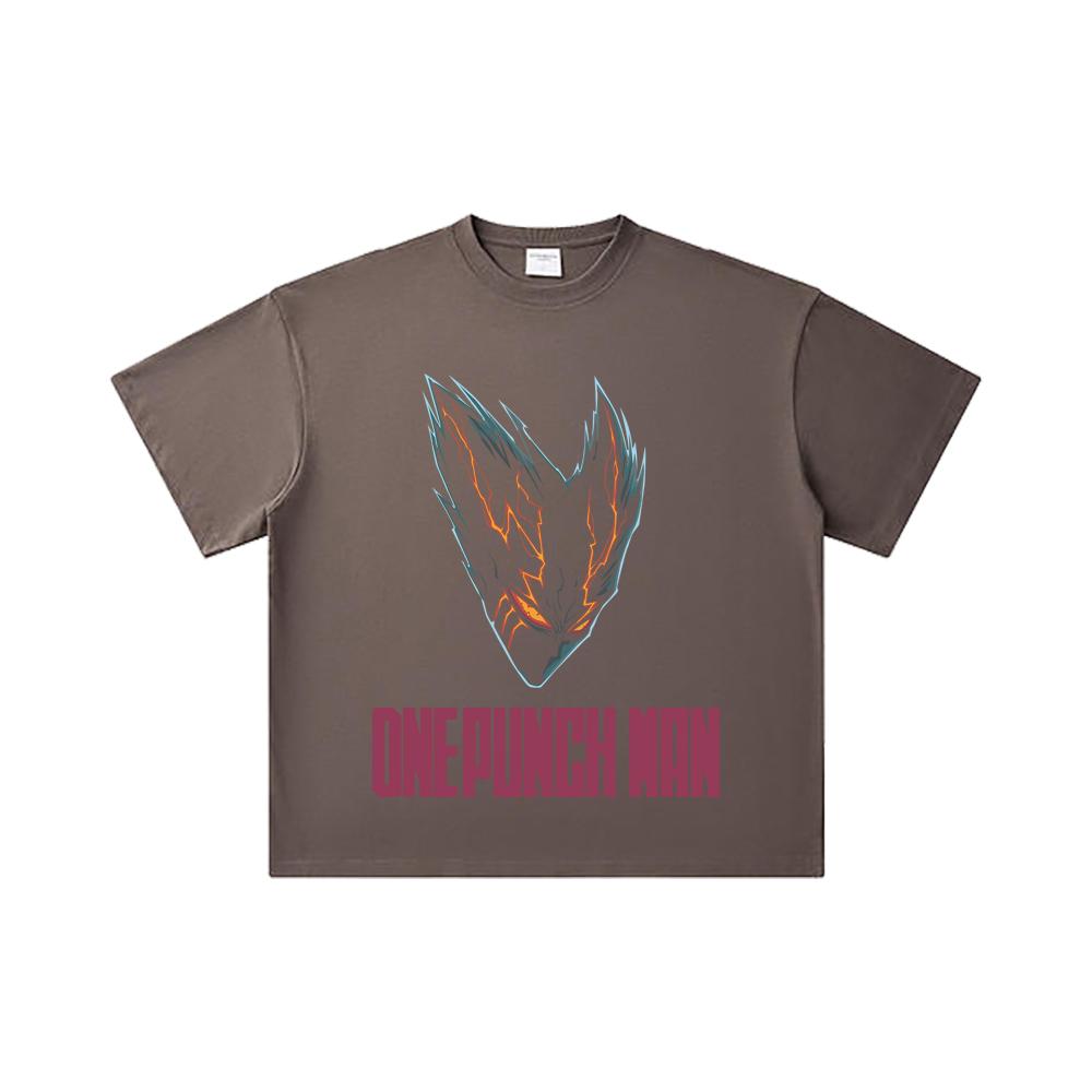 260 GSM Double Yarn 32 Count 100% Cotton One Punch Man V8 Garou Print Unisex Heavy Cotton T Shirt
