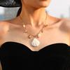Multi Pendant Chain Necklace In Stainless Steel 18k Gold Plated With Seashell Charms Boho Seaside Holiday Necklaces For Women