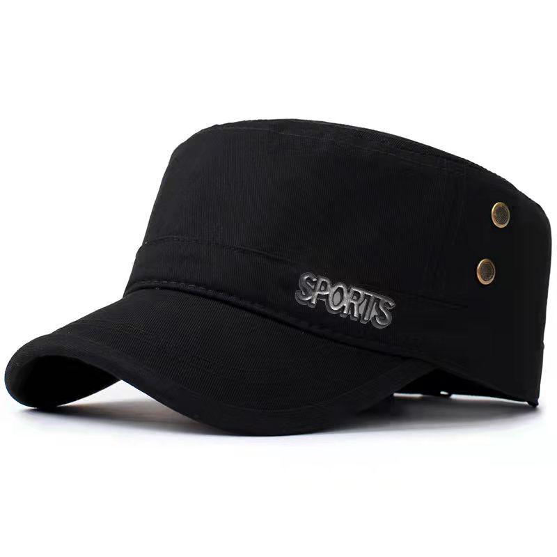 Pánská vojenská zelená kšiltovka s plochým vrškem a sluneční clonou se železným štítkem