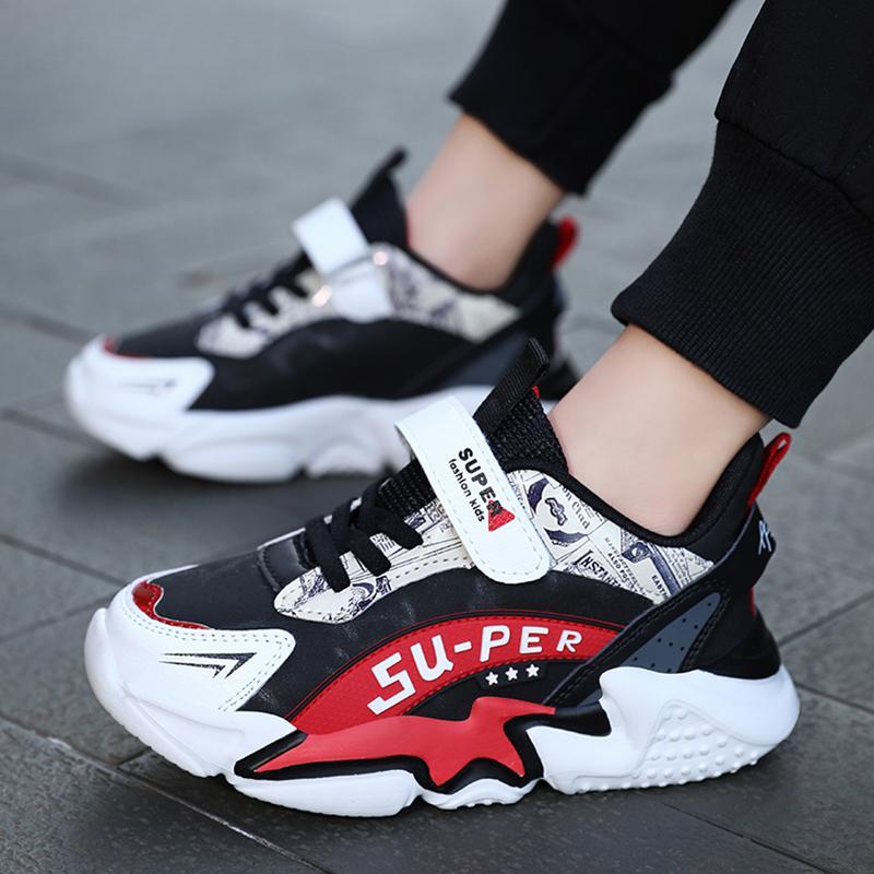 Sport Kinder Sneaker Jungen Freizeitschuhe für 5-16 Jahre alte Kinder Tennis Leder Rutschfest Mode Laufschuhe