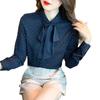 Women's Spring/Summer Bow Blouse: Trendy Long Sleeve Shirt for Autumn 2025