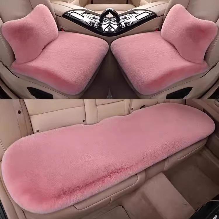 Universal Plush Car Seat Cushion - Thick, Warm, Non-Slip Rabbit Hair for Autumn & Winter