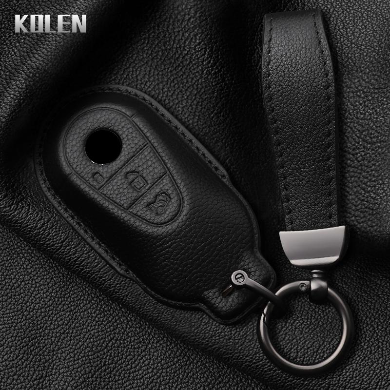 Genuine Genuine Leather Auto Key Fob Cover Case Housing Fit For Mercedes Benz C E S Class Glc W206 W223 W214 E300 C260 C300 S450 S500 Auto