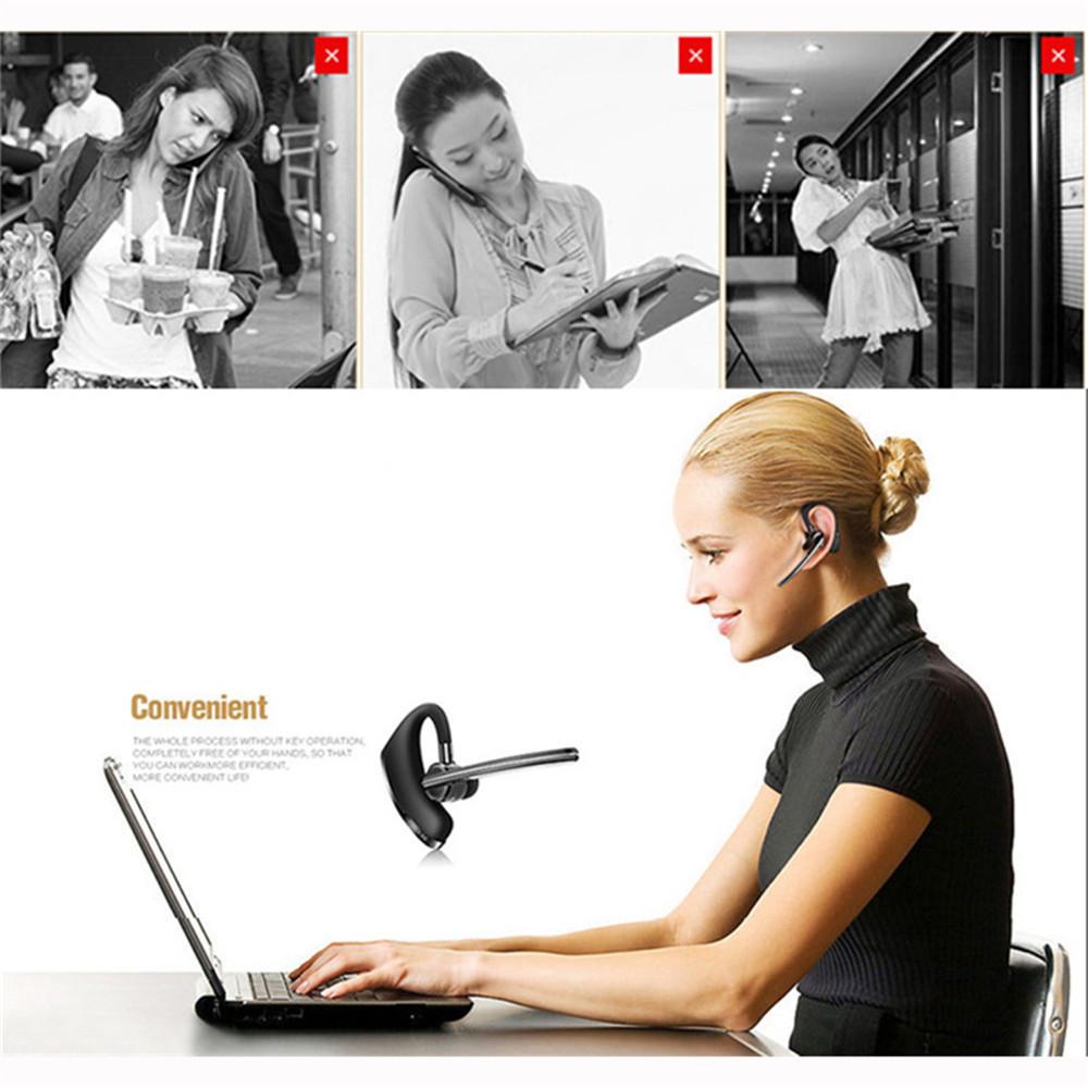 Bluetooth Business Stereo Headphone Wireless Hands-free Mic Headset with Voice Control Noise Reduction Earphone Ear Hook Earbud