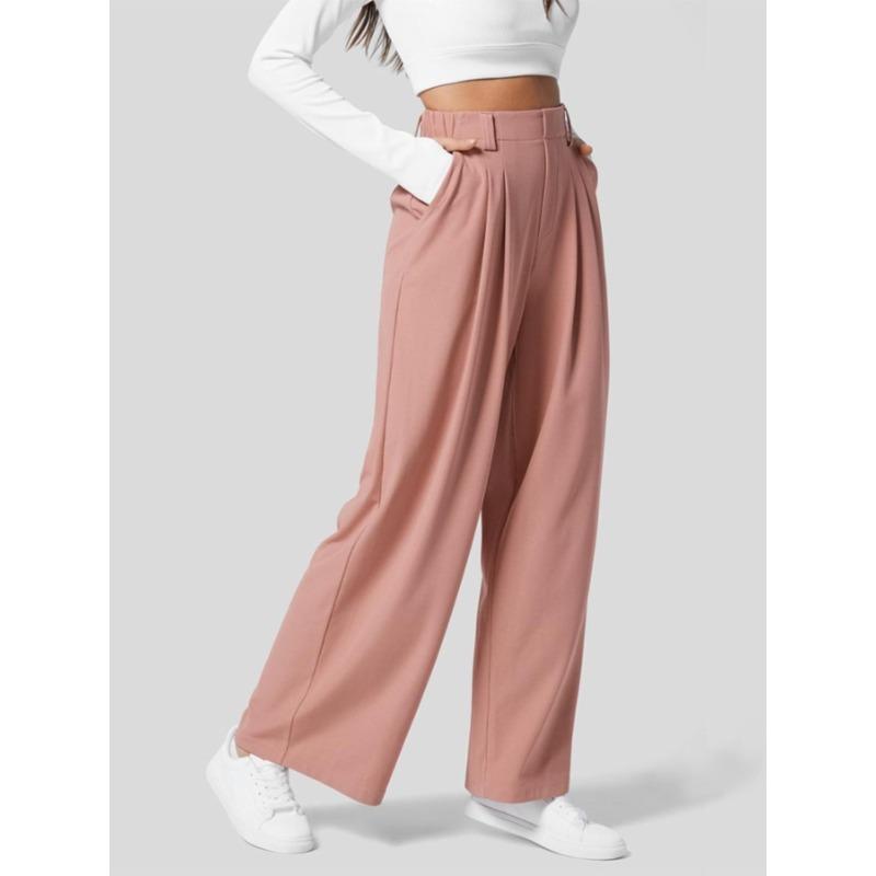 

Новые осенне-зимние однотонные женские повседневные брюки прямого кроя с высокой посадкой, универсальные и удобные XXL персиковый