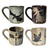 350ml Flaming Dragon Pattern Mug Ergonomic Handle Milky Yellow Glaze Mug Hand-painted Dragon Ceramic Drinkware