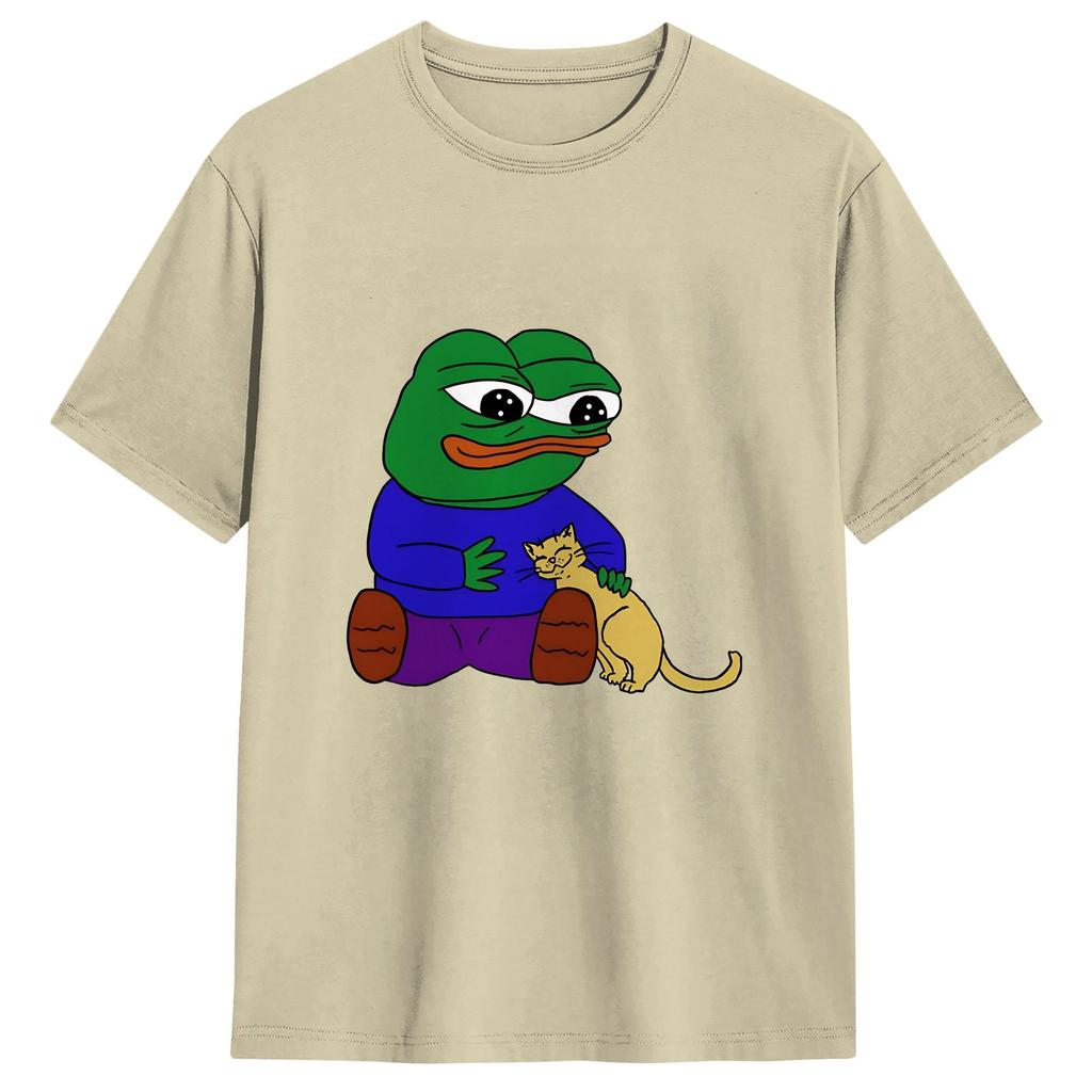 Unisex Tshirt Pepe The Frog Leisure Pure Cotton Tee Shirt Short Sleeve T Shirt Crew Neck Clothes Printed