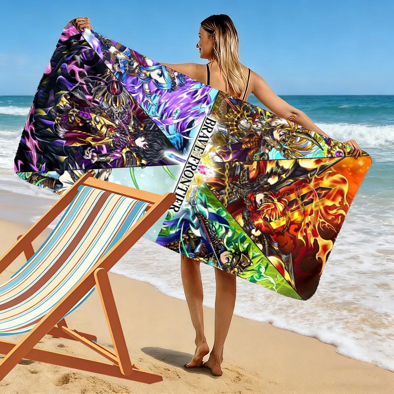 Brave Frontier Print Beach Towel, Large Soft Quick Dry Towel for Beach Camping Swimming