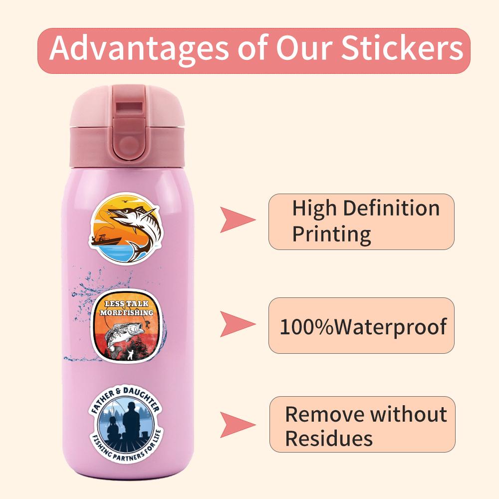 10 30 60Pcspack Fishing Stickers Waterproof Skateboard Motorcycle Guitar Luggage Laptop Bicycle Sticker