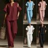 Spring Summer New Arrival Women's 2 Piece Outfit Casual Short Sleeve Top + Pants Set Fashion Casual Outfit