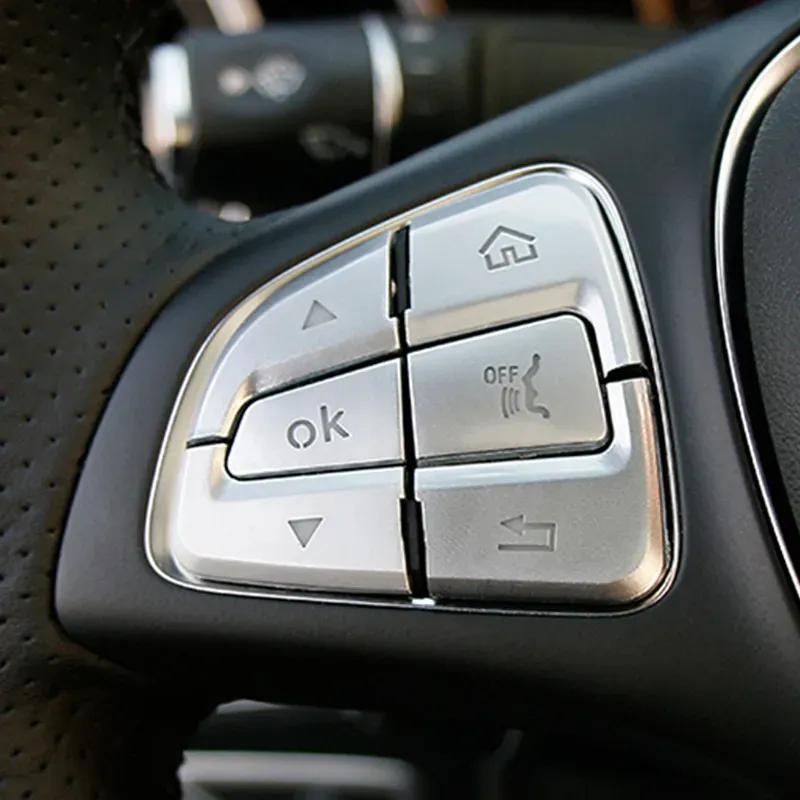 Car Steering Wheel Buttons Decorative Sticker Fit For Mercedes Benz A C Class W205 GLC X253 CLA GLA Auto Interior Accessories