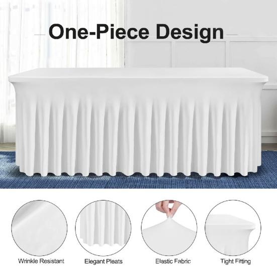 4ft 6ft Sizes Stretch Table Skirt Tutu Ruffled Tablecloth Table Cover Classroom Teacher Desk Back to School Supplies