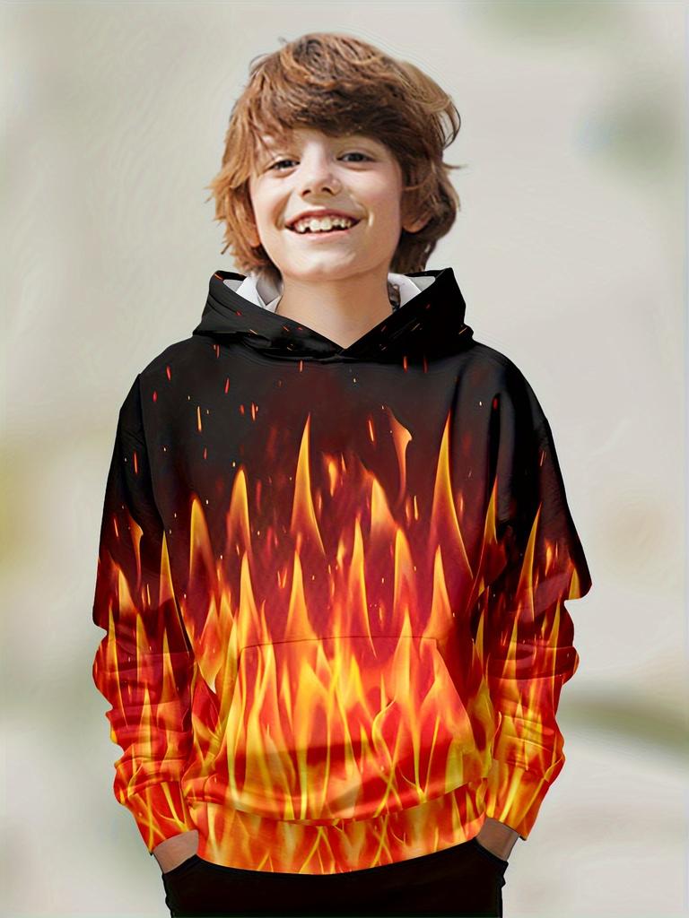Dětské oblečení Chlapci Mikiny s dlouhým rukávem 3D potisk plamenem Děti Jaro Podzim Oblečení Ležérní Stylový Kluk Dívčí Oblečení Pulovr Topy
