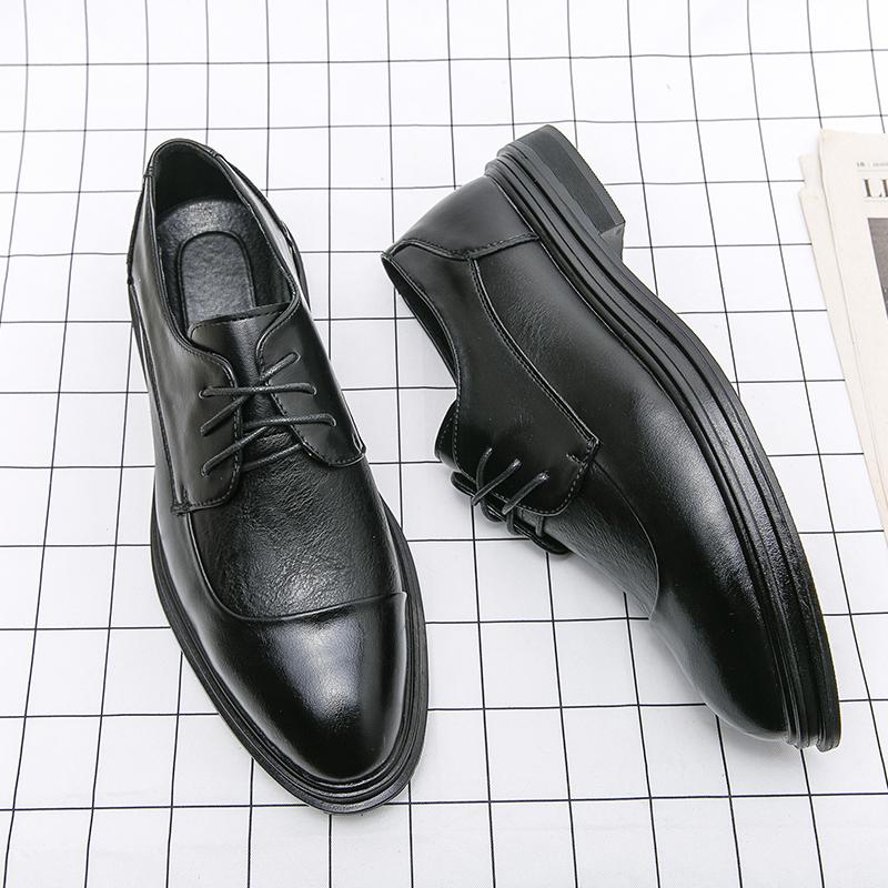 2024 Classic Brand Lace Up Leather Casual Shoes Thick Soled Wear-resistant Men's Brogue Shoes Trendy New Men's Business Shoes