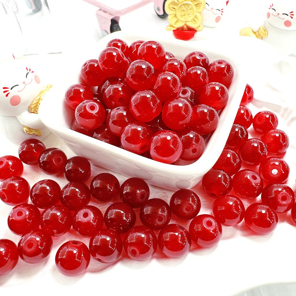 10mm Crackle Glass Round Beads, Loose Spacer Beads DIY Accessories for Bracelet Making 50pcs