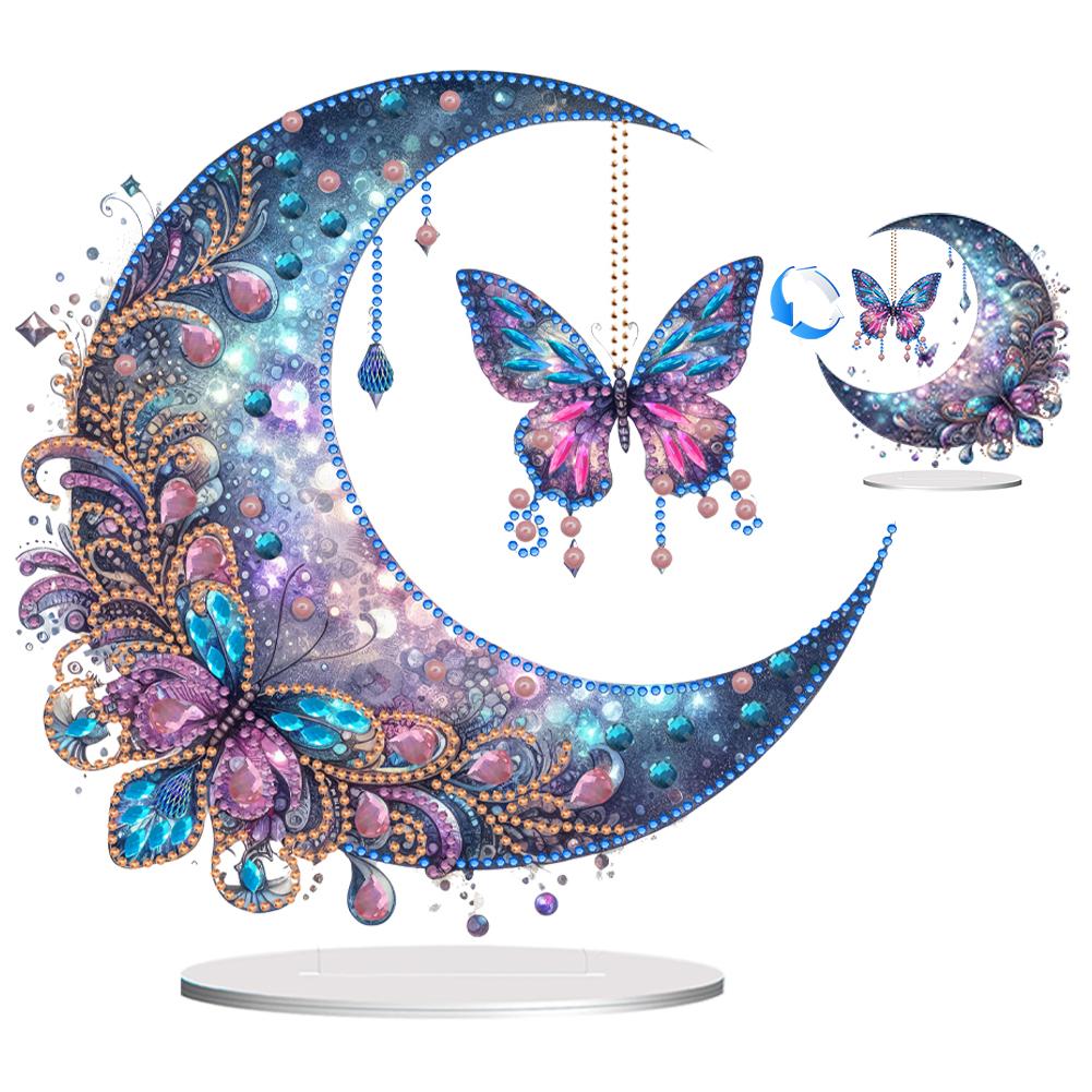 Acrylic Moon Butterfly 5D Diamond Painting DIY Ornament Kit for Stunning Desktop Decoration and Unique Gifts