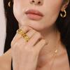 Xin Yi Xin 18K Gold Plated Geometric Twill Open Ring for Women - Stainless Steel, Non-Fading Luxury Jewelry.