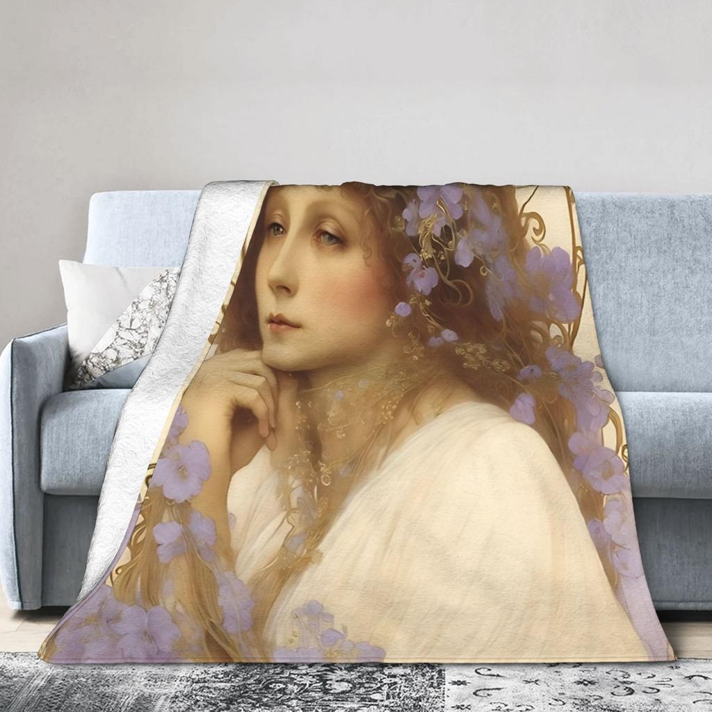 Warm Soft Blanket Boy Girl Camping Language of Flowers Alphonse Blanket Flannel Bedspread For Home Decor Funny Sofa Bed Cover