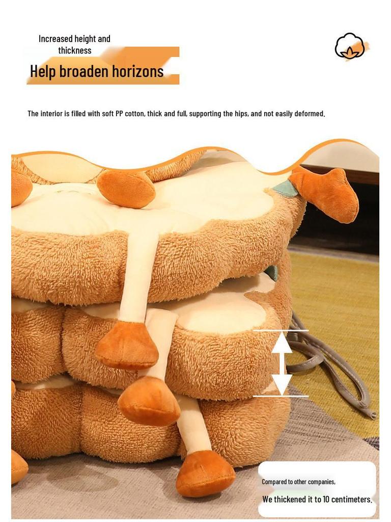 Cute Toast Cushion: Comfy Seat Pad for Office, Student, or Home Use