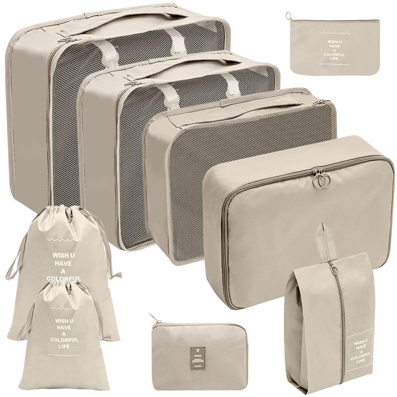 Travel Storage Set: Foldable Toiletry, Makeup, Clothes, Shoes, Digital Accessories, and Drawstring Luggage Bags.