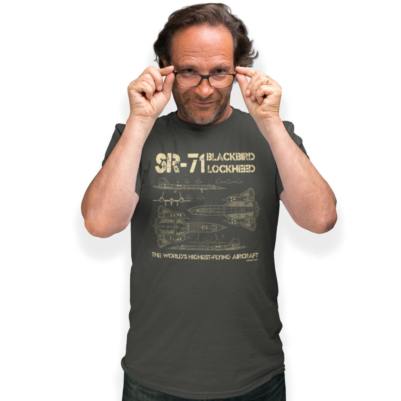 SR-71 Blackbird Lockheed T-Shirt Highest Flying Men s Blueprints Birthday Gift 3XL