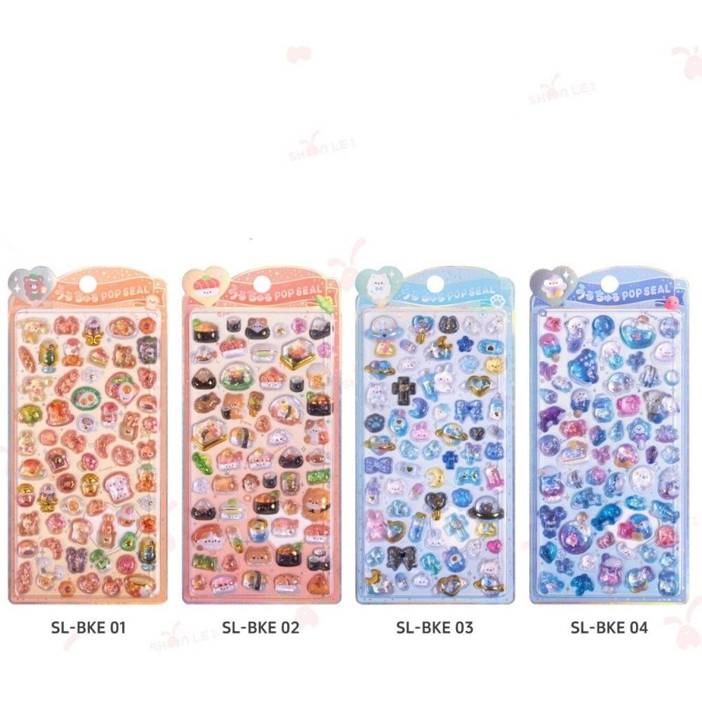 Embossed Animal 3D Crystal Sticker DIY Crafts Melody 3D Relief Stiers Drop Particle Decal PVC Relief Decorative Sticker
