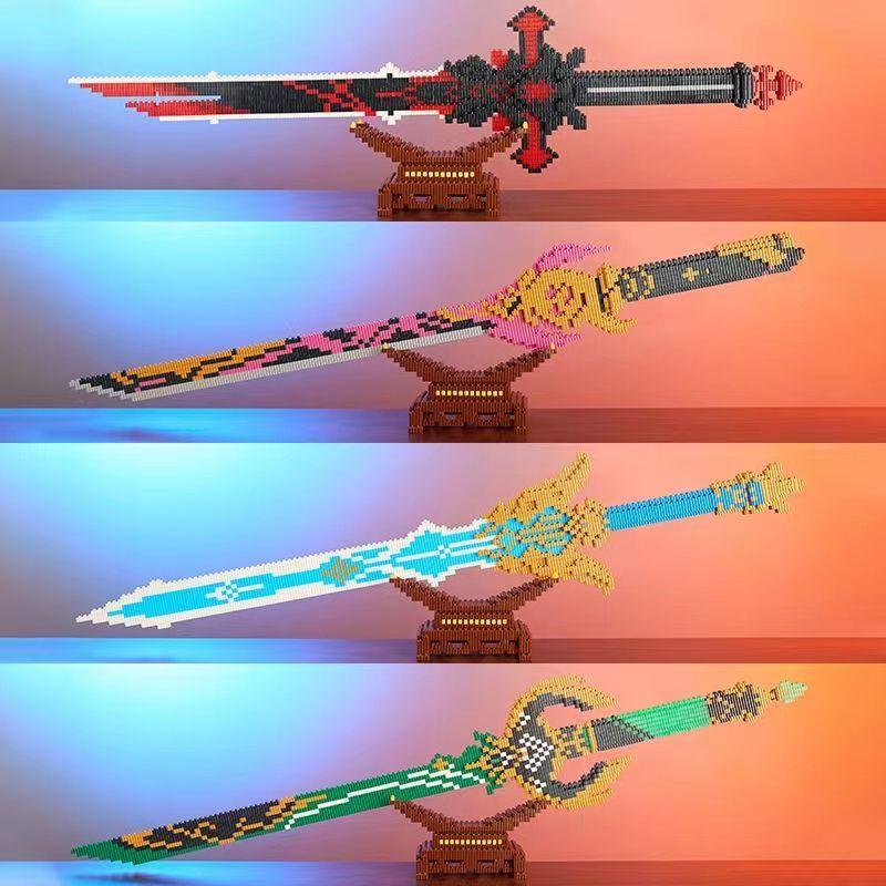 Non-Toxic Samurai Sword Building Blocks Anime Ninja Weapon Model Assembly Bricks Children Toy Idea Desktop Decoration Children Holiday Gifts