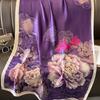 New Style Spring Summer Women Big Flower Print Scarf Ladies Popular Beach Silk Satin Shawl Fashion Headcloth