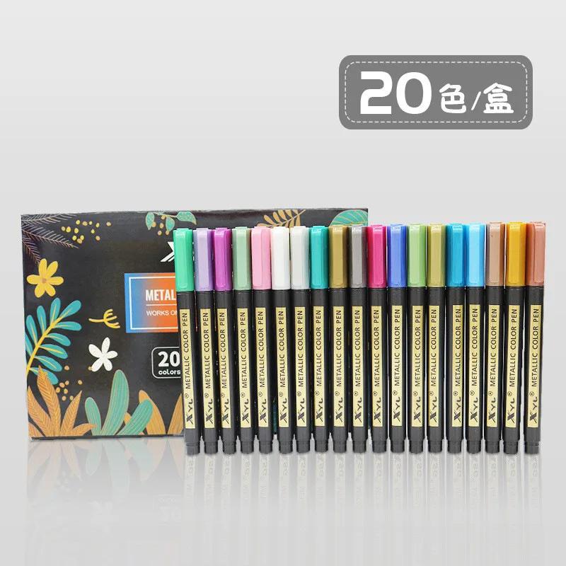20Colors Metallic Markers Pens, Medium Tip Paint Pens for Black paper, Card Making, Easter Egg, Rock Painting, Scrapbook Crafts
