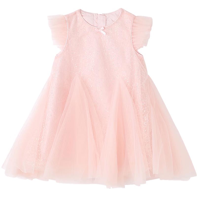 Girls' Summer Sequin Mesh Splicing Princess Dress
