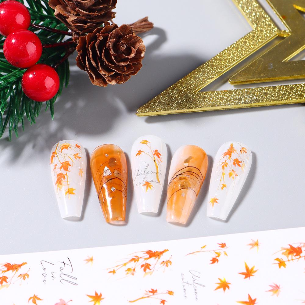 Autumn Maple Leaf Nail Stickers - Floral and Leaves Self-Adhesive Design