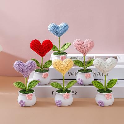 Artificial Crocheted Heart-shaped Design Creative Craft Gifts Wedding Party Handmade DIY Photography Props Home Decorations