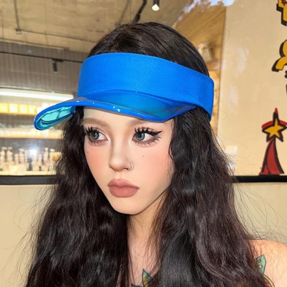 Solid Color Leopard Print Visor Cap Sunscreen Sun Hat Sports Transparent Hollow Hat  Summer