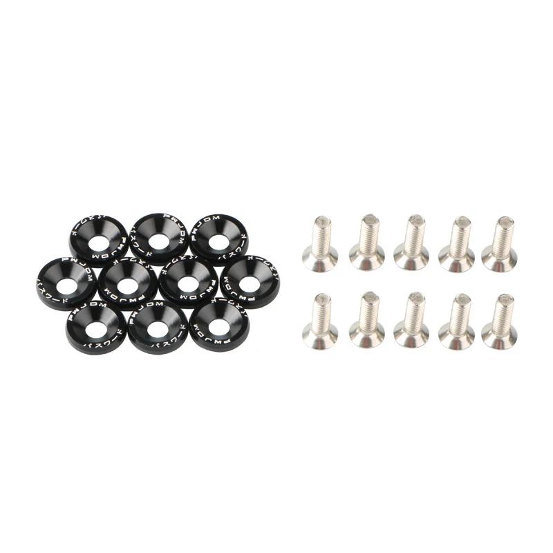 10Pcs M6 Car Modified Fasteners Fender Washer JDM Screw Gasket  Aluminum Mudguard Bumper Engine Concave Screws Car Accessories