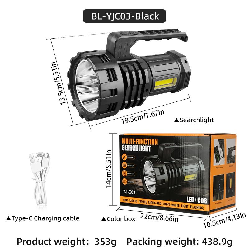 New High Power LED Flashlight Waterproof Fishing Lantern Torch USB Rechargeable Powerful Spotlight Searchlight Camping Lamp