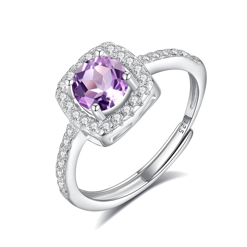 

Natural stone jewelry s925 sterling silver fashion versatile ice flower cut crystal ring female Xiaohongshu explosion live mouth
