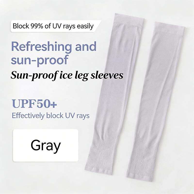 

1Pair Ice Silk Leg Sleeves Anti-UV Breathable Running Leg Cover Unisex Elastic Sun Protection Basketball Cycling Leg Guards сірий