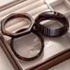 Bracciale Grande Esagerato in Resina Personalizzato, Bracciale Maculato Stampa Leopardo Trasparente Color Caffè, Colore Imitazione Guscio di Tartaruga