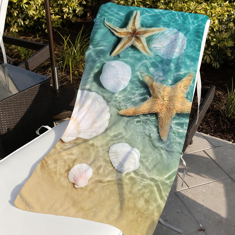 Toallas de Playa de Secado Rápido con Estampados de Estrellas de Mar y Conchas Marinas Son Adecuadas Para Piscinas, Camping, Yoga y el Gimnasio