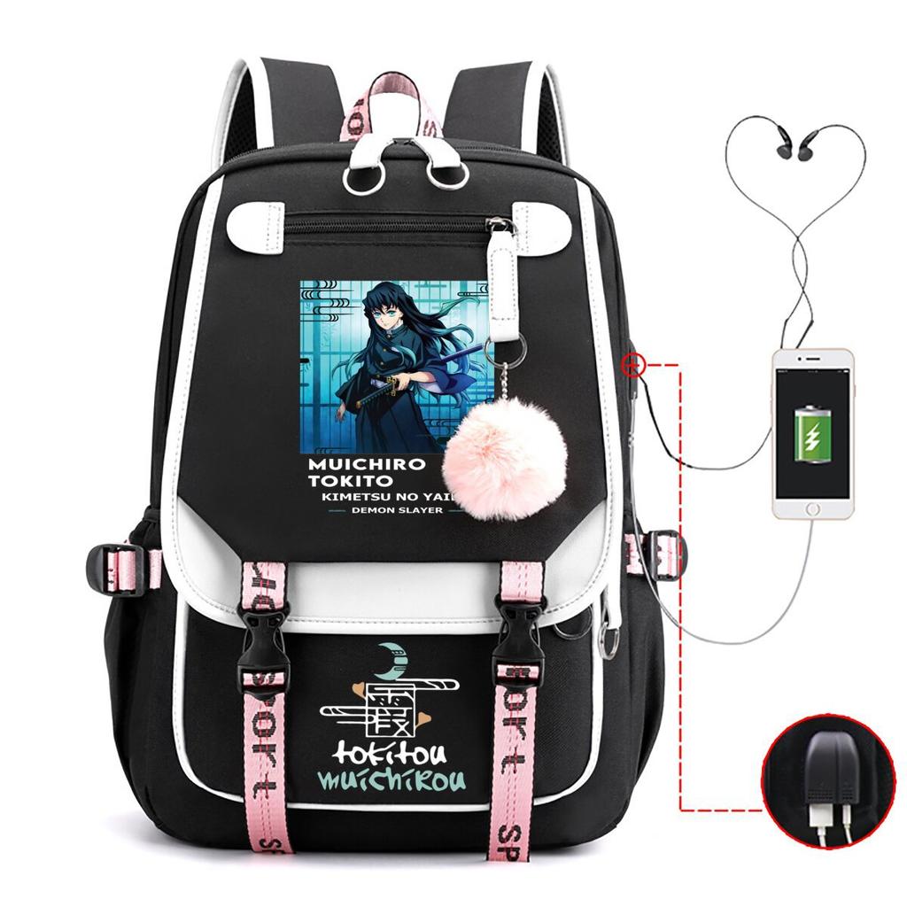 New Animation Schoolbag Children's Contrasting Colors Neutral Printed Primary and Secondary School Students Leisure Backpack with USB Port