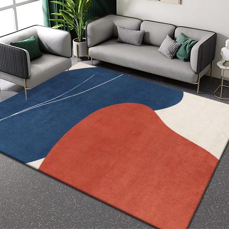 Modern Geometric Abstract Area Rug with Multicolor Shapes Lines Pattern Carpet for Living Room Contemporary Home Decor
