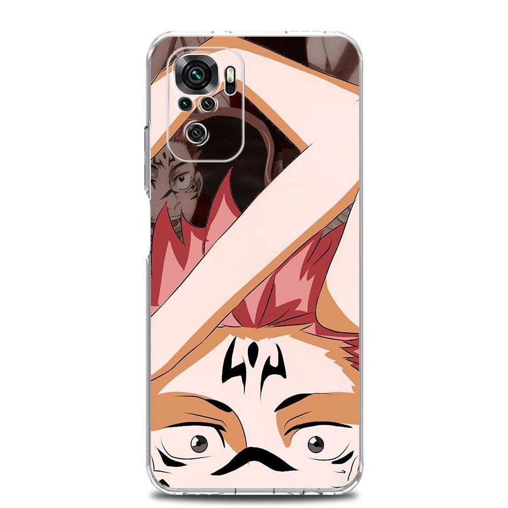 Transparent Phone Case For Xiaomi Redmi Note 10 11 Pro 9S 9 8 7 8T 9C 9A 8A K40 Pro Soft Silicone Cover Sukuna Jujutsu Kaisen