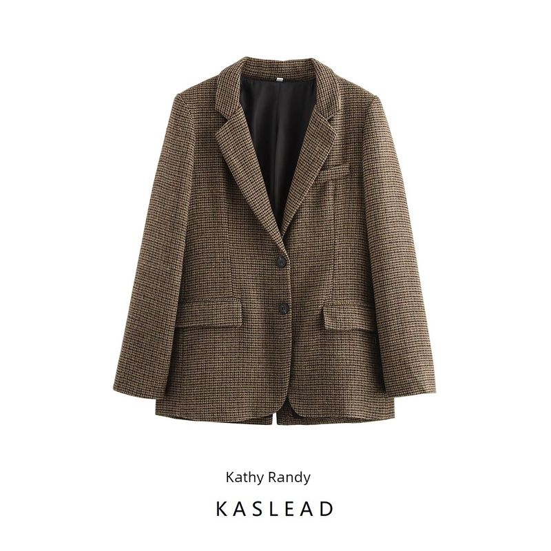 Kaslead New Arrival Women's Clothing Fashion Style Fashion Minimalist Blended Plaid Blazer 3736260