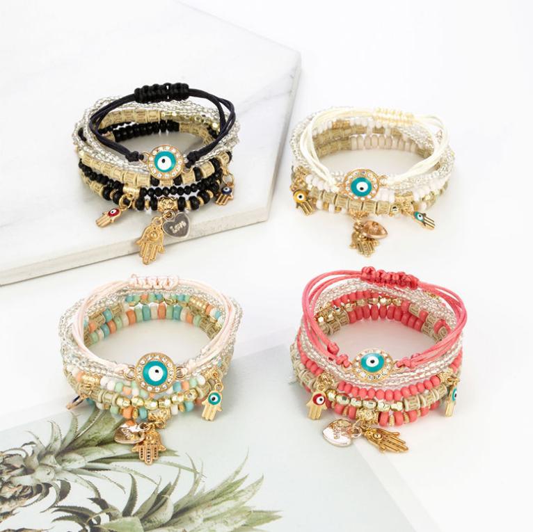 European and American Popular Bohemian Style Ladies 2021 Luxury Jewelry Handmade Custom the Evil Eye Beaded Bracelet