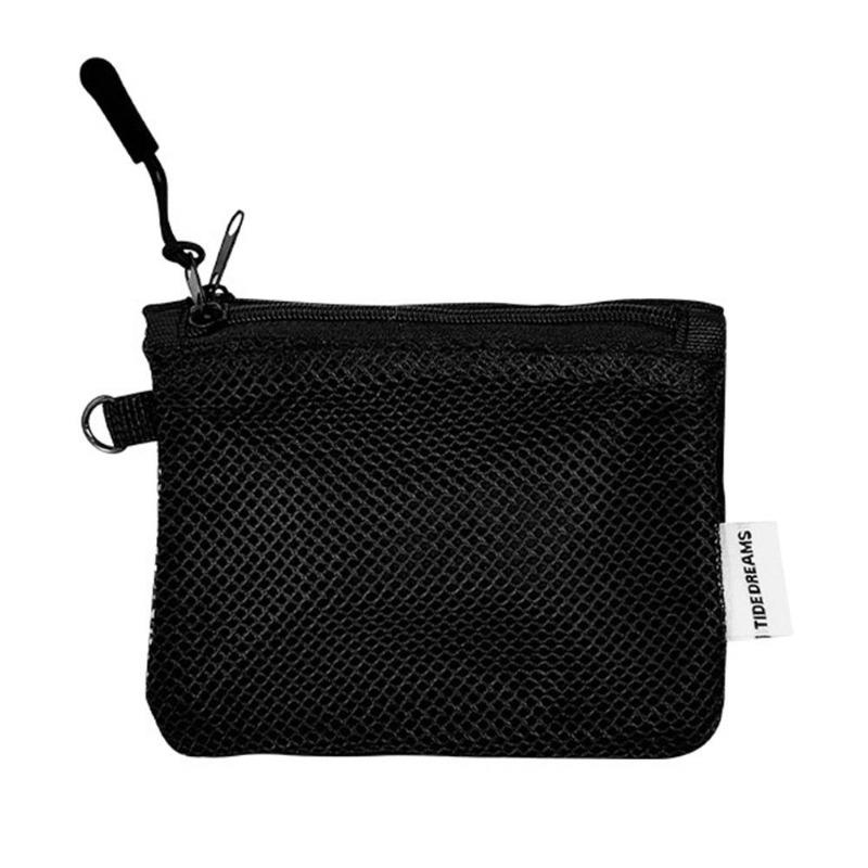 Mesh Travel Makeup Bag for Women Portable Mini Cosmetic Pouch Double Layer Zipper Multi-purpose Coin Purse Credit Card Holder