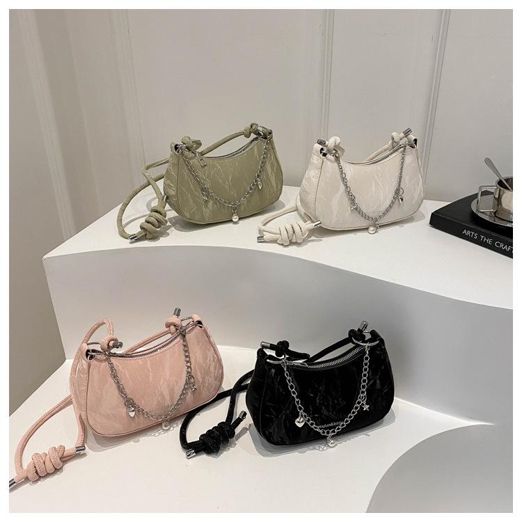 Chic Small Shoulder Bag for Women 2026 New Fashion Casual Crossbody Armpit Bag PU Leather Chain Purse KTB