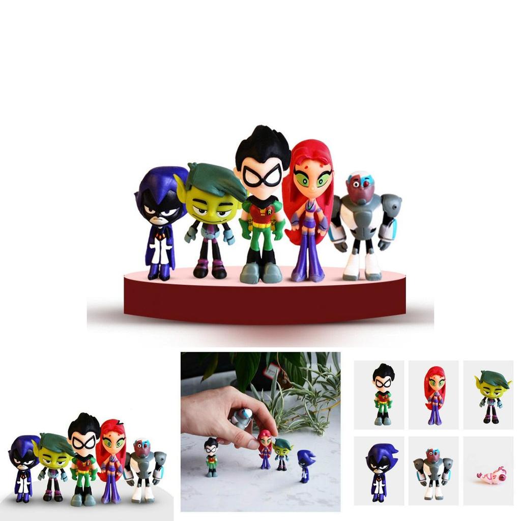 Lebhaftes Teen Titans Go Figurenset mit Robin Raven Beast Boy Starfire Sammlerstücken