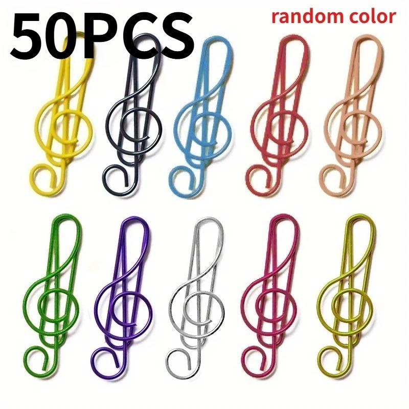 50PCS Colorful Musical Note Paperclips Cartoon Student Bookmarks Paper Clips Creative Office Supplies Folders Memo Holders
