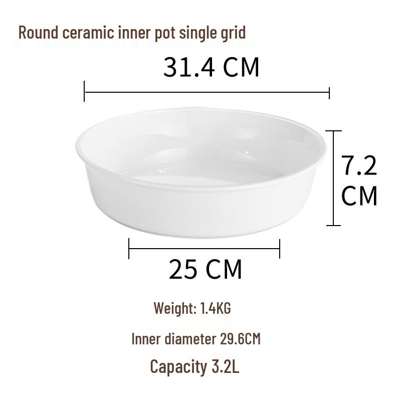 Round Ceramic Double Compartment Buffet Warmer Pot for Restaurants