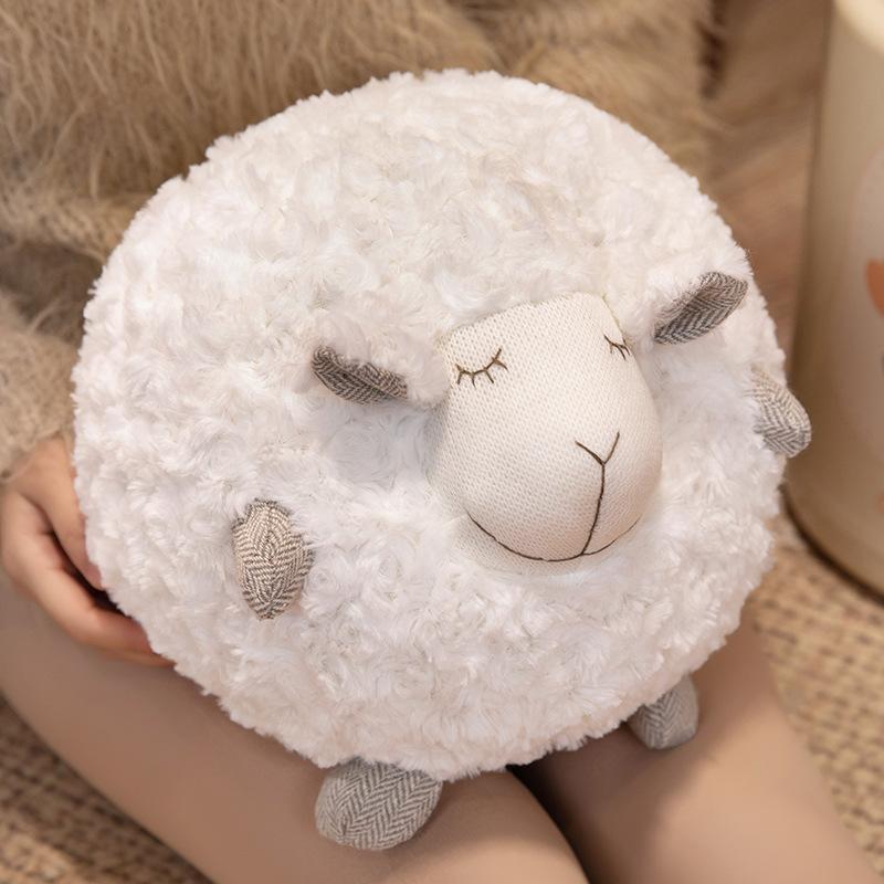 Cute Sheep Plush Toy Pillow, Woolly Round Sheep Stuffed Animal, Soft Comforting Cuddle Buddy Gift